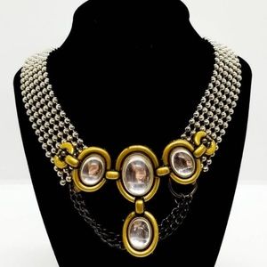 Vintage SteamPunk Pools Of Light Chain Collar Statement Necklace 15"